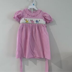 Remember Nguyen Pink And White Smocked Girls Dress Party Animal Smocking Size 4